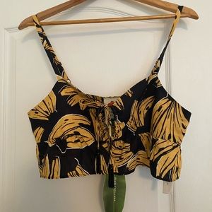 FARM Rio Bossa Banana Linen Crop Top